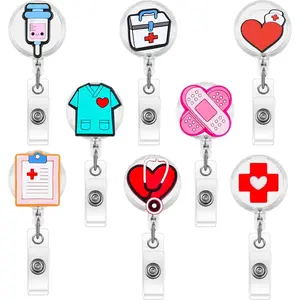 8 Pack Nurse Badge Reels - Retractable Badge Reel,  Badge Reel, Funny Badge Reel Nurse, ID Badge Holders Retractable, Clips for , , , Office Worker Gifts