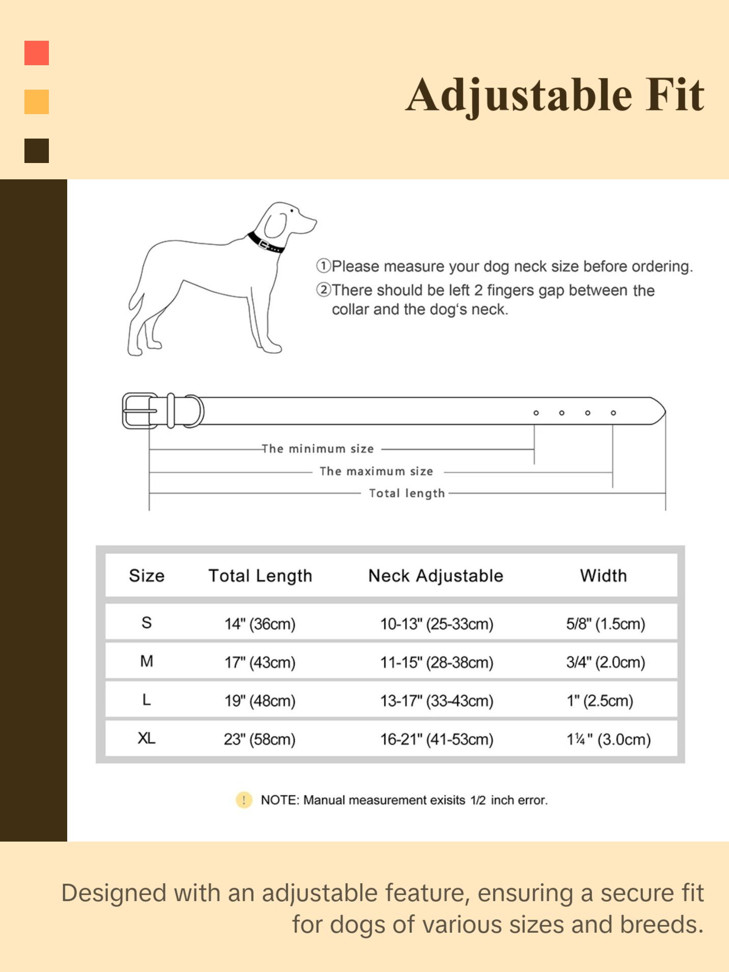 New Soft Padded Personalized PU Leather Dog Collar with Free Engraved ID Tag for Small, Medium and Large Dogs - Ideal for Pugs a