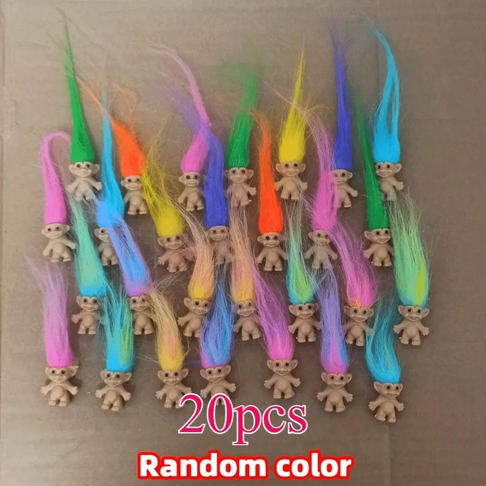 Vintage Troll Dolls Set - 20pcs Random Chromatic Collectibles, Unisex Cute Novelty Lucky Figures, Halloween Party Favors Supplies