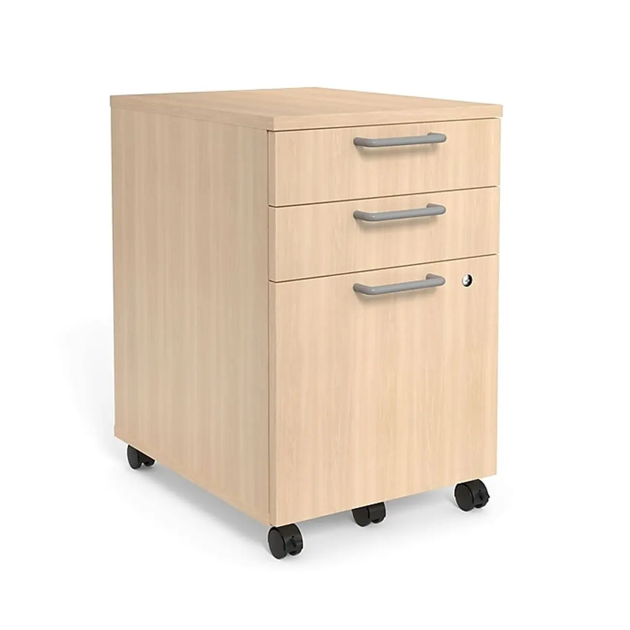 Union & Scale™ Essentials 3-Drawer Mobile Vertical File Cabinet, Letter/Legal, Lockable, 24.3"H x 15.6"W x 21.3"D, Natural