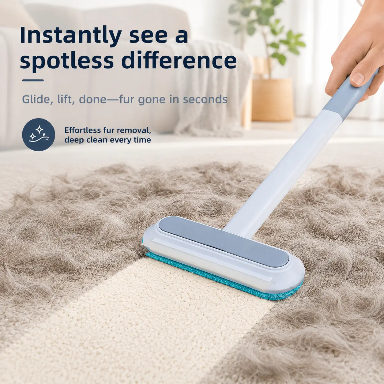 Pet Hair Remover Brush with Comfortable Handle Reusable Dual Sided Fur Cleaner for Sofas Carpets Clothes and Car Seats