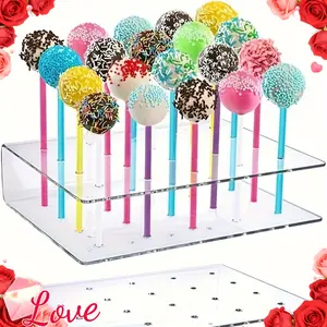1pc or 2pcs Clear Acrylic Stand for Lollipops, Cupcake Stand Set - Holds 20 Cake Pops, Candies, Desserts - Perfect for Weddings, Birthdays, Anniversaries, Christmas, Halloween, Easter Decorations