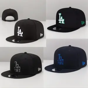 Men's LA Dodgers New Era Navy 9FIFTY Fitted Cap – Royal Blue Flat Brim Hat with LA Logo Embroidery, MLB Streetwear Style