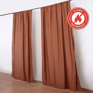 2 Pack 5ftx10ft Terracotta (Rust) Scuba Polyester Backdrop Drape Curtains, Durable Flame Resistant Event Divider Panels Wrinkle Free With Rod Pockets