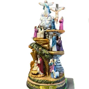 La Vida de Jesus 12inch Life of Jesus Statue with Detailed Scenes and Figures for Religious Decor