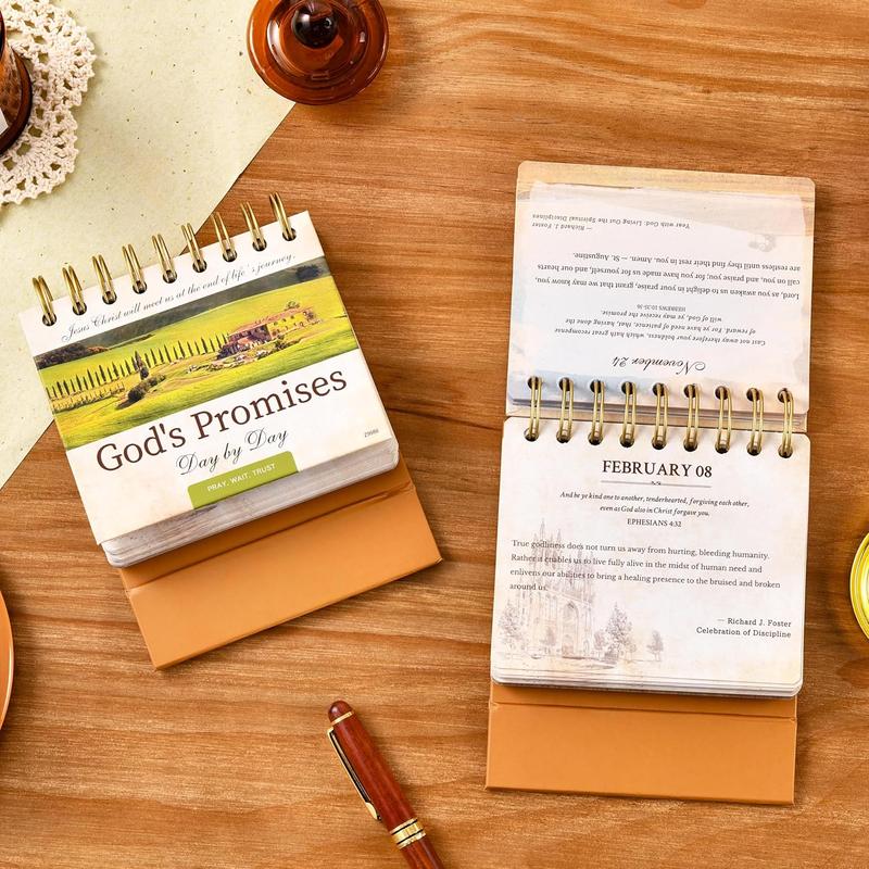 Daily Bible Quote Motivational Calendar - Undated Flip Desk Calendar with Christian Desk Decor