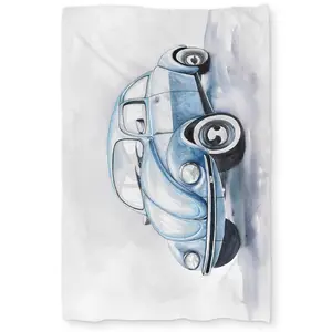 Begin Home Decor C1DCTXLWWY8YA5 Twin Extra Long Beetle Blue Car Duvet Cover - Stylish Home Decor for Kids