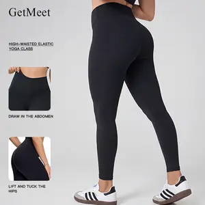 GetMeet High Waisted Leggings for Women - Tummy Control Pants Non See Through Workout Soft Yoga Pants for Running Plus Size