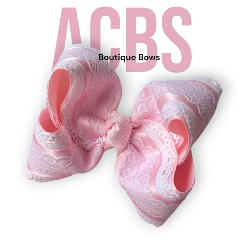 ACBS Hair Clips, Boutique Bow, White Satin Bows, Ribbon Bows, Handmade in USA Clips for Southern Style