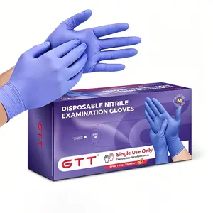 GTT 200PCS 5.5mil Nitrile Gloves, Heavy-Duty Purple Disposable Gloves, Latex-Free & Food-Safe, Multi-Use for Cleaning, Medical & Industrial Tasks