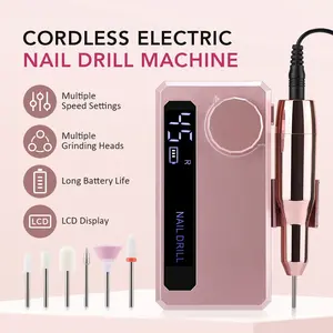 Electric Nail Drill, Professional 45000rpm Manicure File, Rechargeable with 4000mah Battery, Home Beauty Tool for Nails and Feet