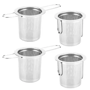 4PCS Tea Strainer, Stainless Steel Tea Infuser Basket Sitting in Mugs, Tea Infusers for Loose Tea, Fine Mesh Tea Diffuser Long-Handled Tea Strainers Filters, Tea Steeper for Leaf