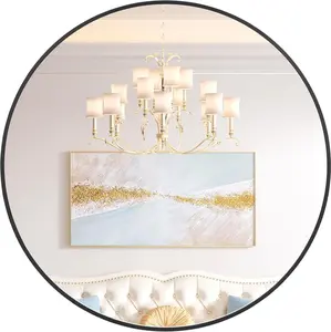 【Christmas Gift】Round Mirror, 32 Inch Large Aluminum Alloy Frame Circle Mirror, High Definition Eco-Friendly Black Round Bathroom Mirror for Over Sink, Wall Mirror for Entryway, Bathroom, Vanity Decor Glass Metal Hanging Installation Matte Reflectio
