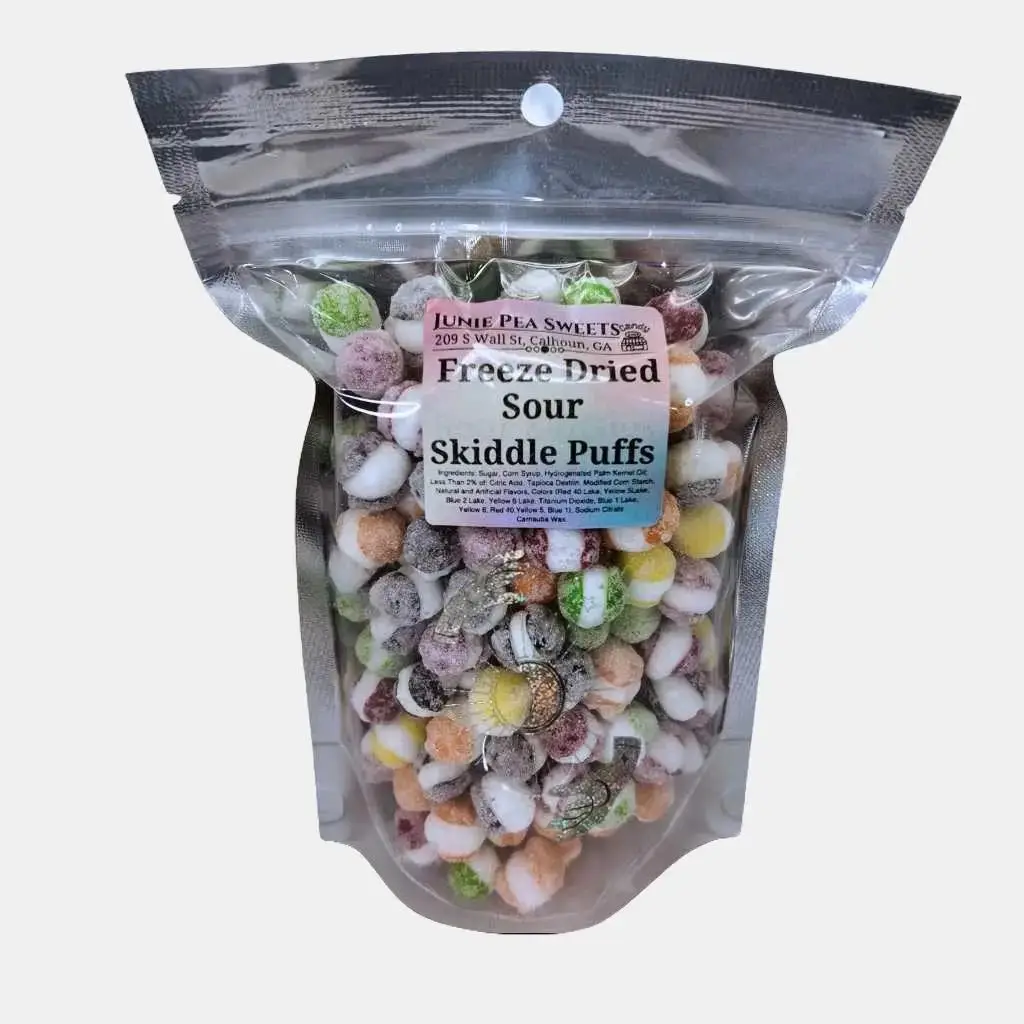 Sour Skiddle Puffs - Tangy Sweet Candy Snack Bite Flavor Bonbon Crunch