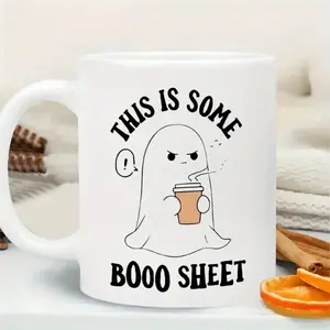 Funny Halloween Ceramic Mug – 11oz Reusable Coffee Cup with Ghost, Pumpkin, or Spooky Book Designs – Reusable & Washable Ceramic Cup, Ideal for Best Friends, Sisters, Family Members, Coworkers