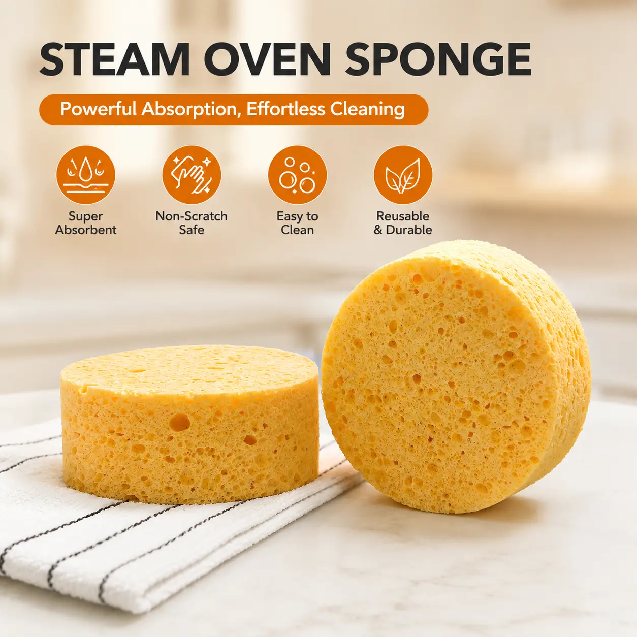 1 Count, Porous Water Absorbent Kitchen Cleaning Sponge, Flexible Resilient Sponge for Steam Oven Baking Oven and Daily Tableware Cleaning