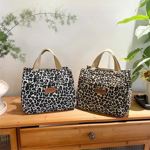 Thick Fabric Lunch Box Bag, Fashion Simple Zip Closure Portable Work Organizer, Shopping Bag, Retro Large Capacity Cloth Bag, Lunch Bags for Women