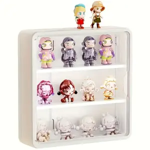 Magnetic Doll Display Stand, Wall-Mounted Storage Rack for Pop Mart Figures, Dustproof Organizer Box, Collectible Figurine Holder, Display Container