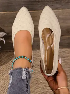Women's Solid Color Ballet Flats, Ballerina Flats Shoes, Casual Flat Footwear, Casual Comfortable Slip On Flats Shoes for Daily Wear, Lightweight Breathable Shoes for Women & Girls, Running