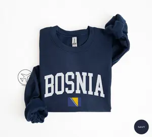 Bosnia Flag Crewneck Sweatshirt, Bosnia and Herzegovina Pullover, Travel Gift for Balkan Lovers, Minimalist Country Flag Shirt