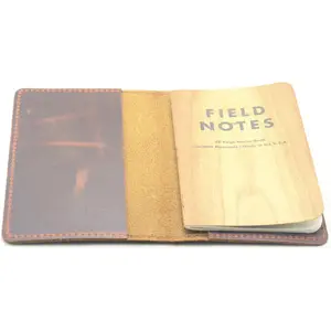 Distressed Leather Checkbook Journal Cover for Field Notes Moleskine Cahier Notebook Pocket size 3.5" X 5.5"  Refillable Notepad Brown