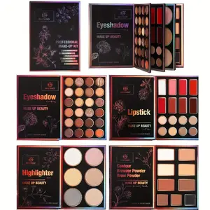 New Extra Large 4-Page 55-Color Eyeshadow Palette - 24 Matte/Shimmer Shades + 6 Lip Glosses + 9 Highlighters - Multifunctional Makeup Set - Perfect Holiday Gift for Women
