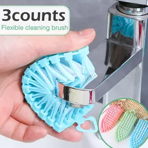 3 Counts Flexible Cleaning Brush, works on tubs, sinks, tiles and tackles grime in awkward angles
