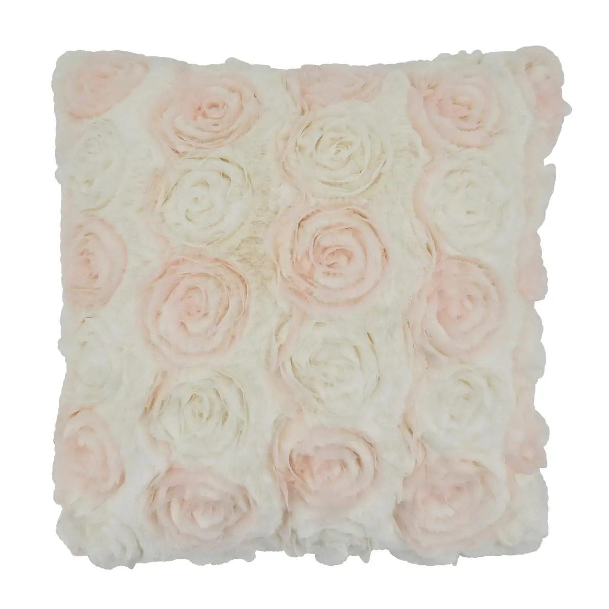 212 MAIN 17 in. Square Polyester Fill Home Decorative Cushion - Pink Rose Wedding Theme Design, Square Throw Pillow