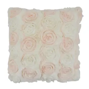 SARO  17 in. Square Poly Filled Throw Pillow with Rose Wedding Cake Design Pink