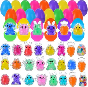 Mothers Day Gift 24 Pack Prefilled Easter Eggs with Stress Balls, Easter Bunny Axolotl Squeeze Balls Squishies Toys Stress Relief for Easter Egg Fillers, Easter Basket Stuffers Party Favor Gifts