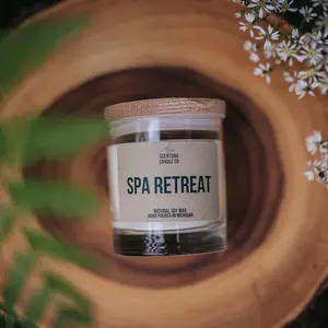 Spa Candle – Eucalyptus & Peppermint Candle – Relaxing Aromatherapy – Self-Care Gift – Clean Burning Soy Candle – Home Spa Scent Decor Fragrance