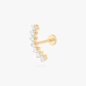 Curved CZ Bar Flatback Stud