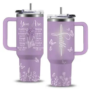 Purple Christian Gifts for Women Tumbler 40oz with Handle, Religious Gifts for Women, Spiritual Encouragement Gifts, Bible Verse Christian Tumbler, Birthday Gift, Christmas Gift for Mom, Grandma, Sister, Friend