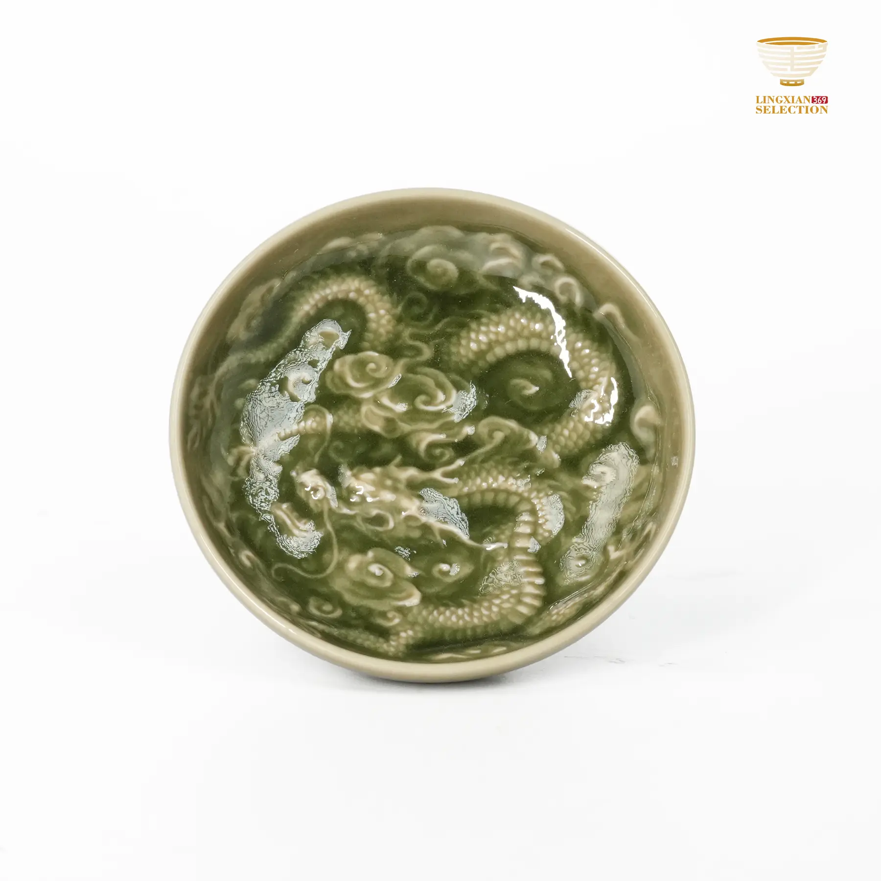 Xu Yangui · Azure Cloud Dragon & Phoenix Teacup ｜Auspicious Motifs · Verdant Elegance · Oriental Aesthetic Teaware
