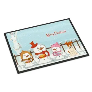 Carolines Treasures  Merry Christmas Carolers Wire Fox Terrier Indoor or Outdoor Mat, 24 x 0.25 x 36 in., Decorative Rug Mat, Home Decor Rugs