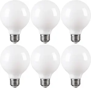TORCHSTAR G25 Dimmable Globe LED Light Bulbs 4.5W(60W Eqv.), Round Frosted Vanity Light Bulb for Bathroom (2700K / 4000K)