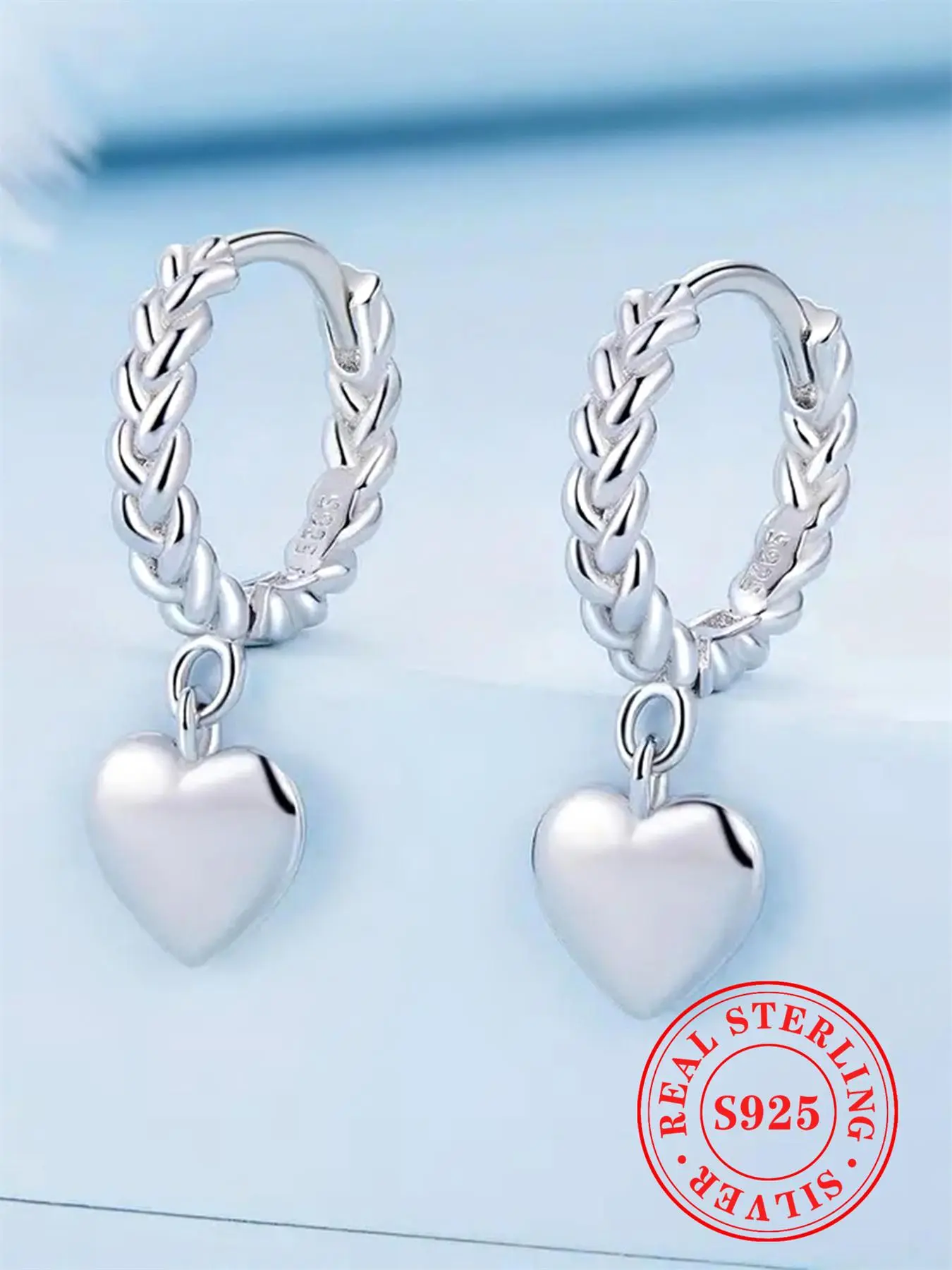 925 Sterling Silver Heart Shaped Earrings, Fashionable Earrings for Women & Girls, Good Earrings, Trendy All-match & Exquisite Jewelry for Birthday Gift, Elegant Minimalist Earrings