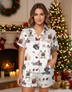 French Bulldog Party Pajama Set — Silky Soft, Short Sleeve Sleepwear with Fun, Playful Designs