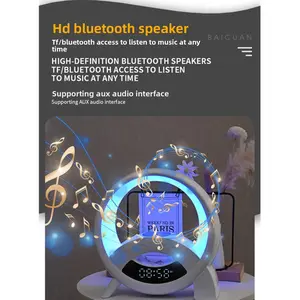 Wireless Speaker with Charger, RGB Light Strip Wireless Speaker with Alarm Clock, Creative Desktop Speaker for Bedroom, Dormitory, Holiday Gift Audio