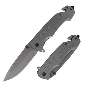 Folding Pocket Knife for Men’s Gifts, Father’s Day Gifts – 58-60HRC High Carbon Steel Blade with Titanium-Gray Coating, Aluminum Handle with Seat Belt Cutter, Glass Breaker, Ball Bearing EDC Camping Tool, Mens Gifts