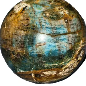 Natural Semi-Polished Blue Apatite Crystal Sphere