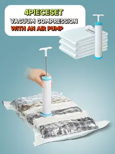 3pcs Vacuum Compression Bags with Pump, Travel Organizer Travel Packing Cubes for Clothes Storage, Moisture-Proof and Mold-Resistant, Backpack Inner Bag