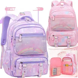 2026 New Model Small Backpack with Side Refrigerator-Style Rainbow Design for Grades 1-3-6, Lightweight Double-Shoulder Backpack
