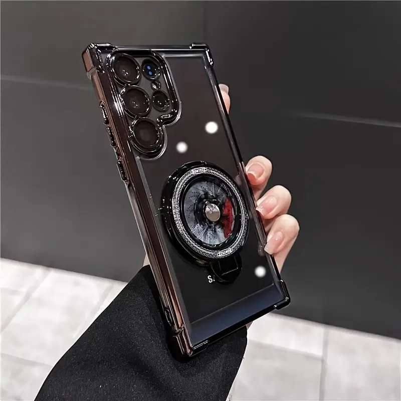 For Samsung Galaxy S26 S25Plus 24FE S23 22Ultra Shockproof Airbag Armor Magnetic Transparent Shell with Decompression Wheel Four Corners Reinforced Lens Film Anti-drop Protective Cover  Protector Phone Case