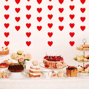 valentine's day decor,4 Pack Heart Garland,Valentine's Day Bunting Banners String for Wedding, Party, Bridal Shower, Engagement, Home Decorations,12 Meter
