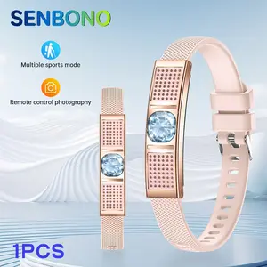 SENBONO Smart fitness wristband, smart wristband, remote photography, sports tracking, step counting, information reminders, magnetic charging, compatible with iPhone/Android phones IPX8、 Neutral multifunctional, pedometer, bicycle, running