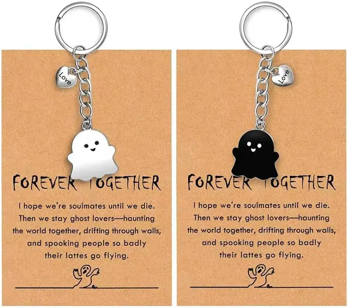 Funny Ghost Keychain Gifts for Sisters Couples Halloween Keychain