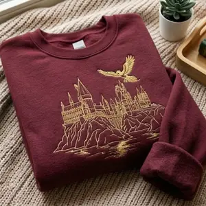 Embroidered Wizard School Sweatshirt, Fantasy Magic Lovers T-shirt, School of Witchcraft and Wizardry, Fans Gift