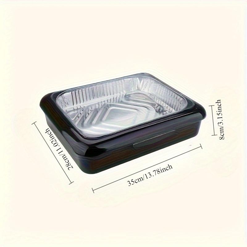 Durable Plastic Rectangular Food Containers for Picnics, Parties, and the Kitchen, Stackable 2-in-1 Insulated Salad and Grill Trays - White, Red, Black, Essential for Picnics | Rectangular Serving Trays | Insulated Food Containers, Picnic Essentials, Par