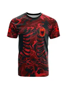 Albanian Men's 3D Printed T-shirt Sportswear Competition Men's and Women's Sports Fitness Fashion T-shirt